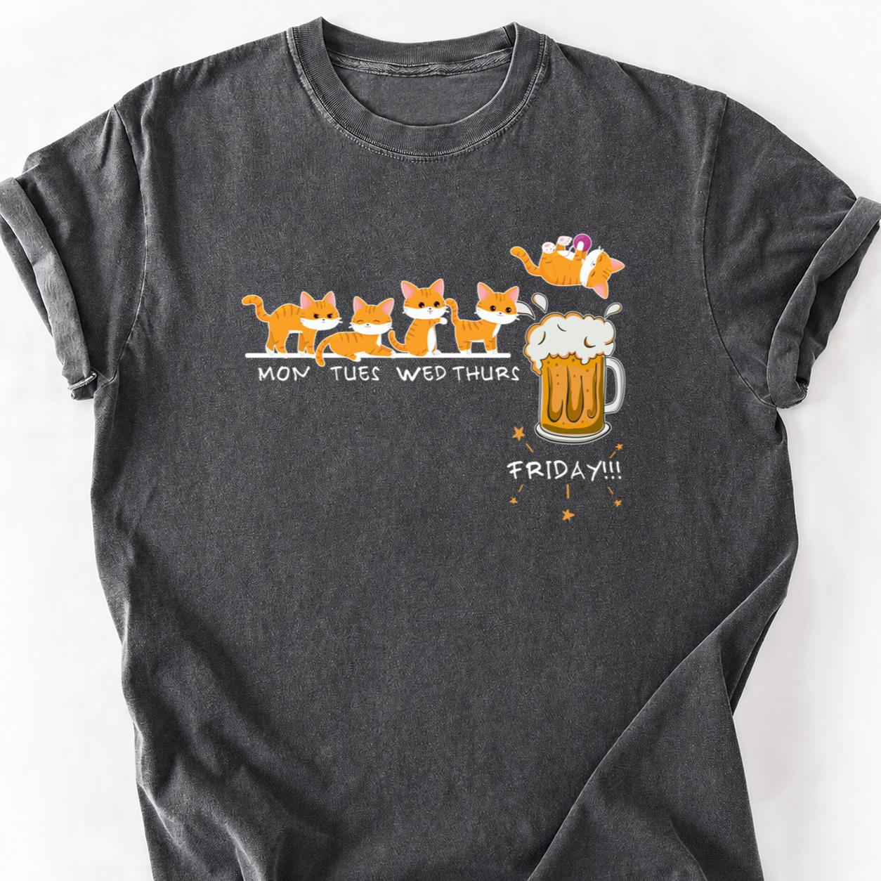 Cat Mon Thru Friday Beer Day Tee