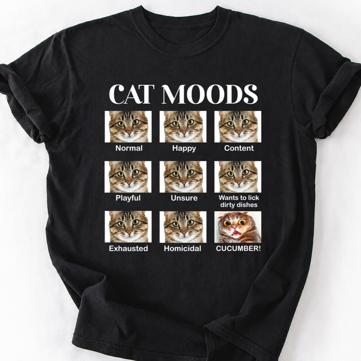 Cat Moods Chart Homicidal Cucumber Tee