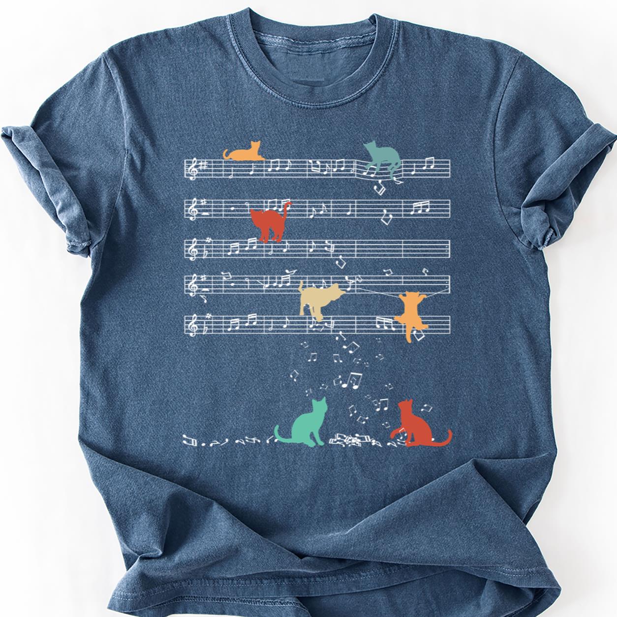 Cat Music Colorful Silhouettes Tee