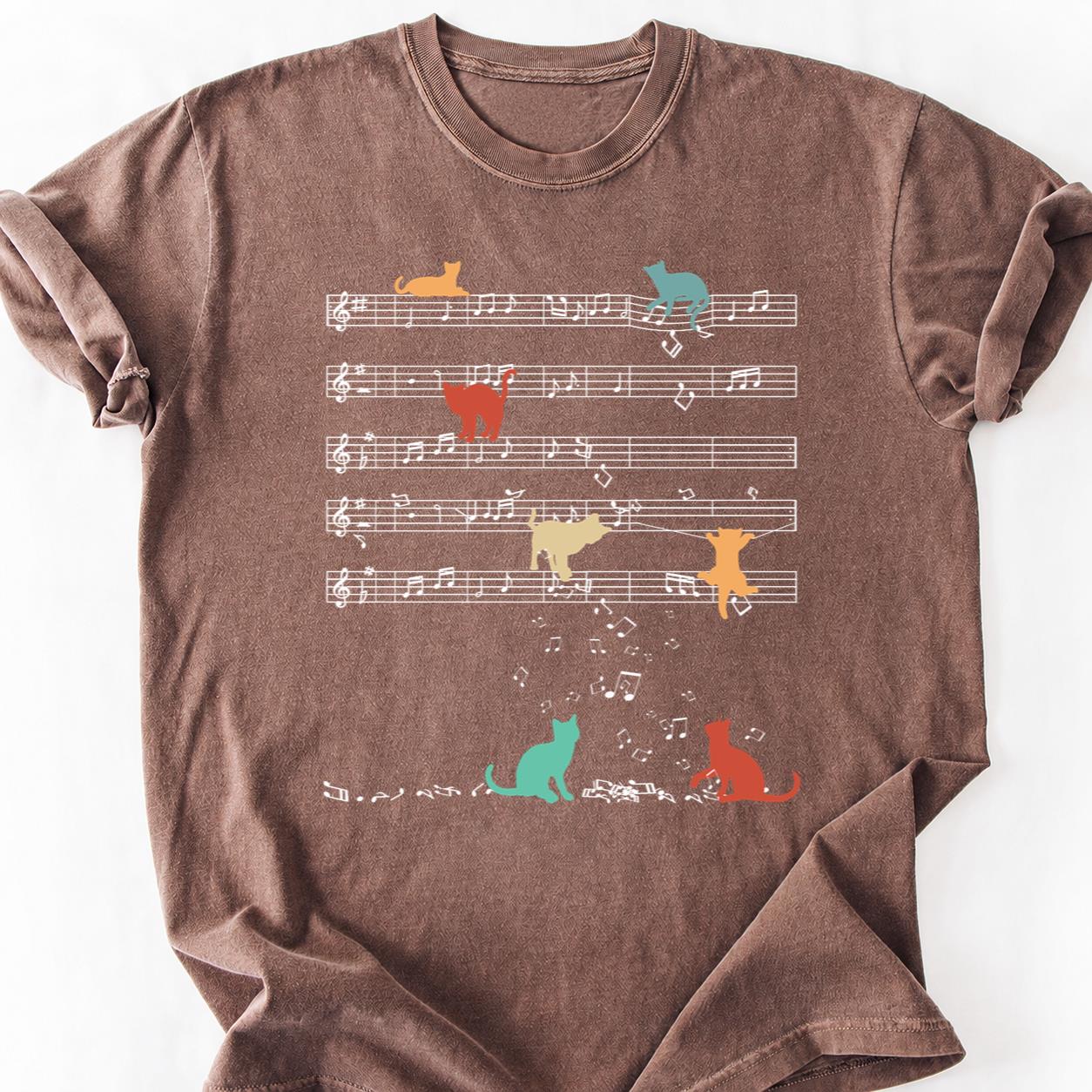 Cat Music Colorful Silhouettes Tee