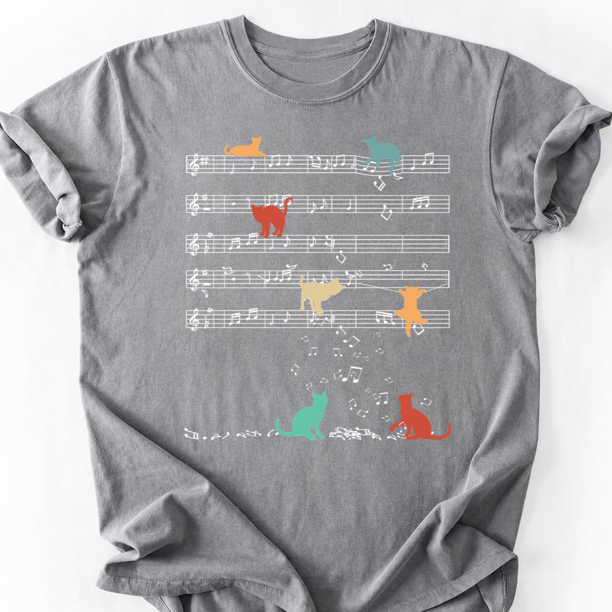 Cat Music Colorful Silhouettes Tee