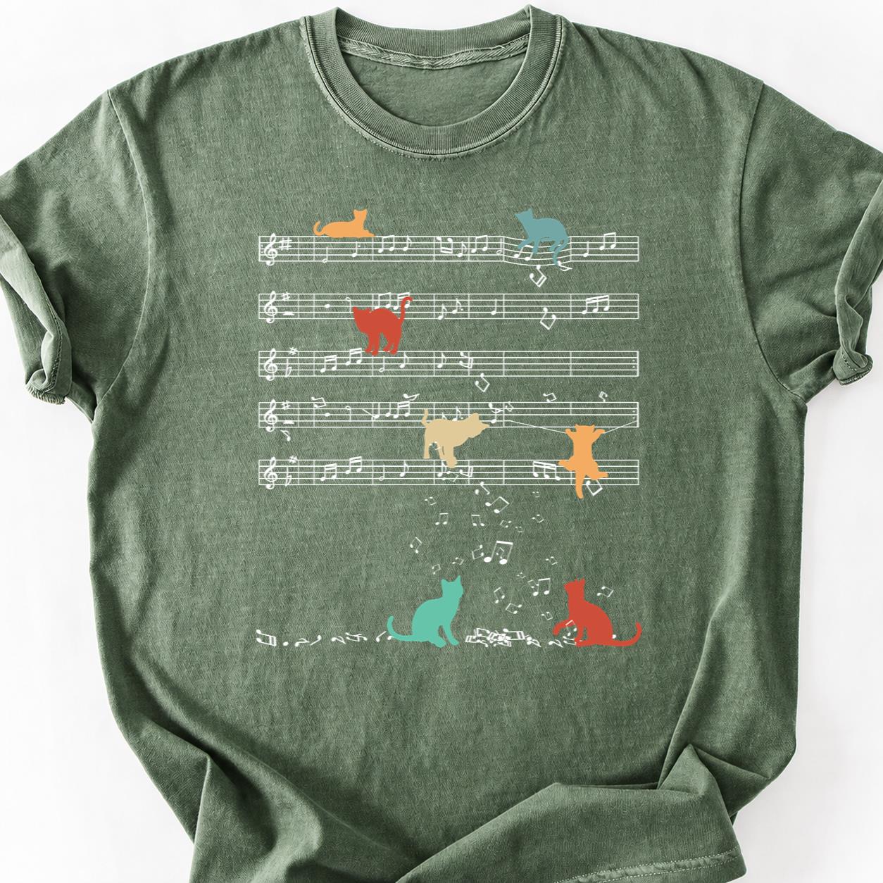 Cat Music Colorful Silhouettes Tee