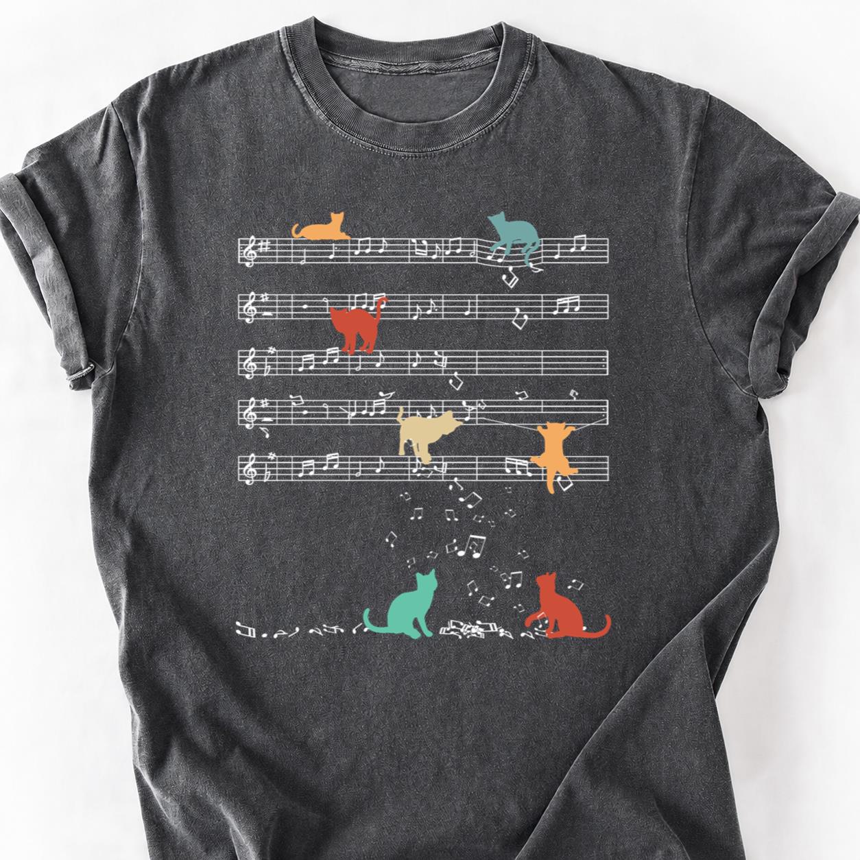 Cat Music Colorful Silhouettes Tee