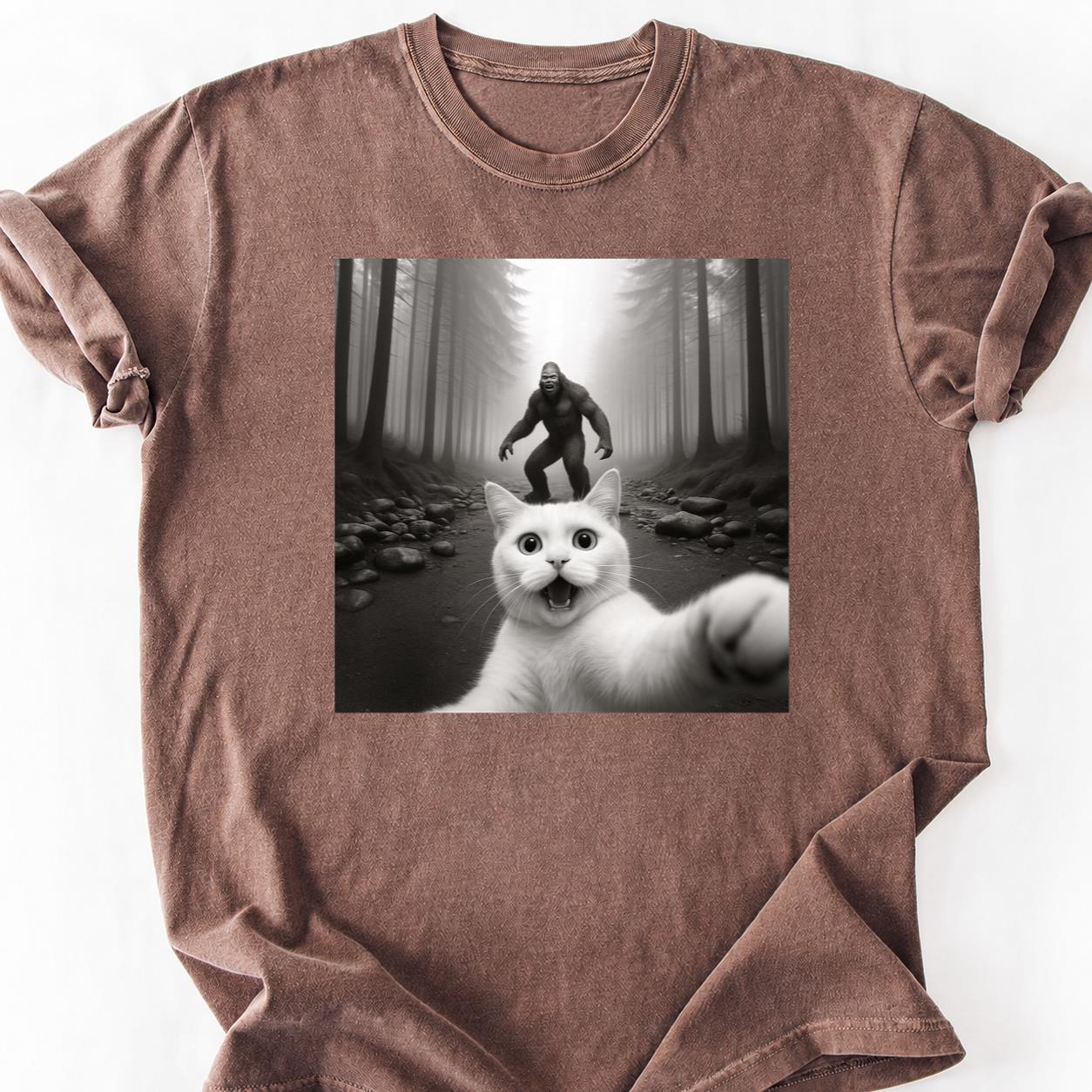 Cat Selfie Bigfoot Forest Tee