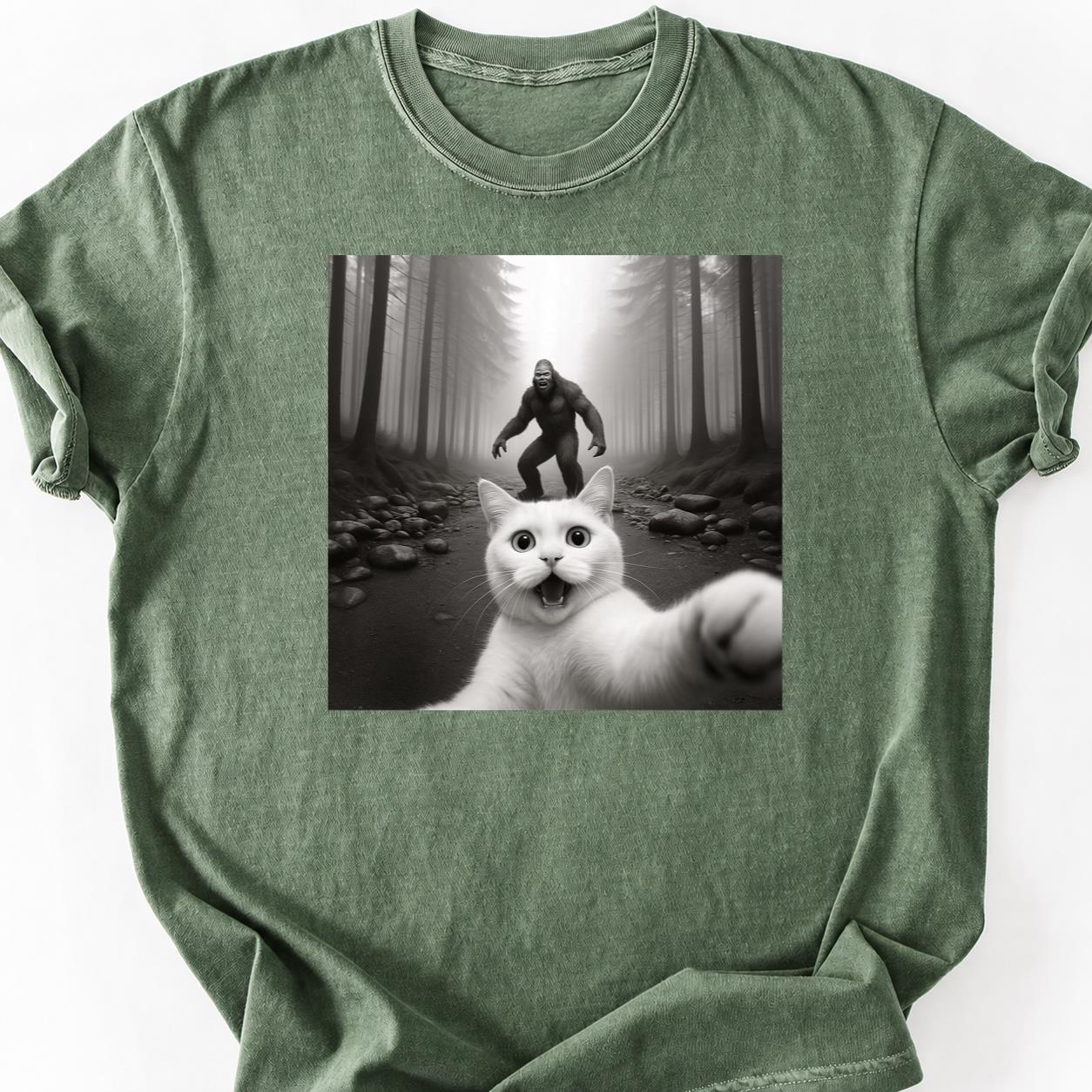 Cat Selfie Bigfoot Forest Tee