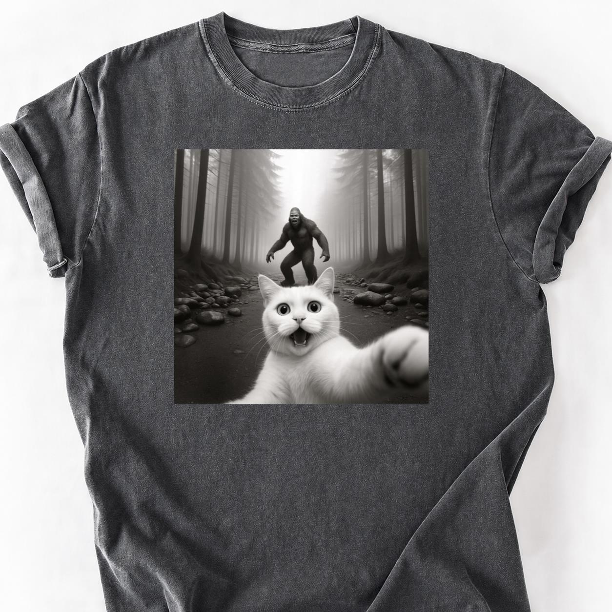 Cat Selfie Bigfoot Forest Tee