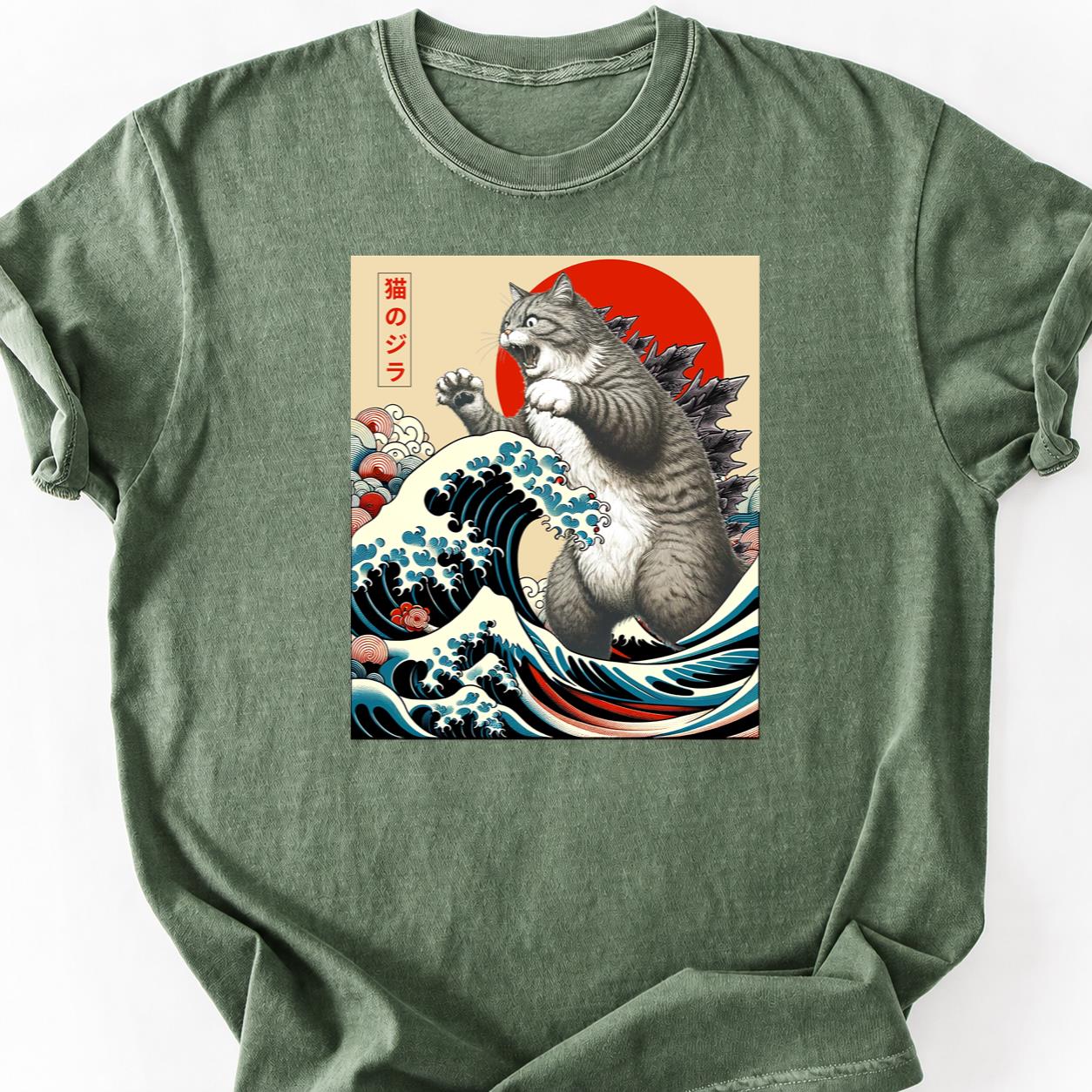Catzilla Great Wave Hokusai Tee