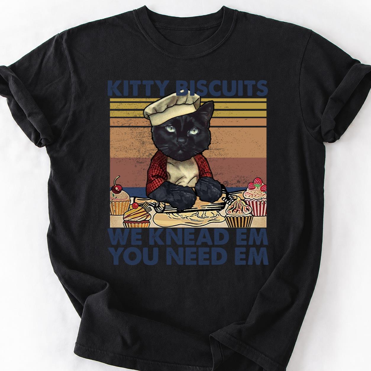 Chef Cat Bakes Cupcakes Retro Tee