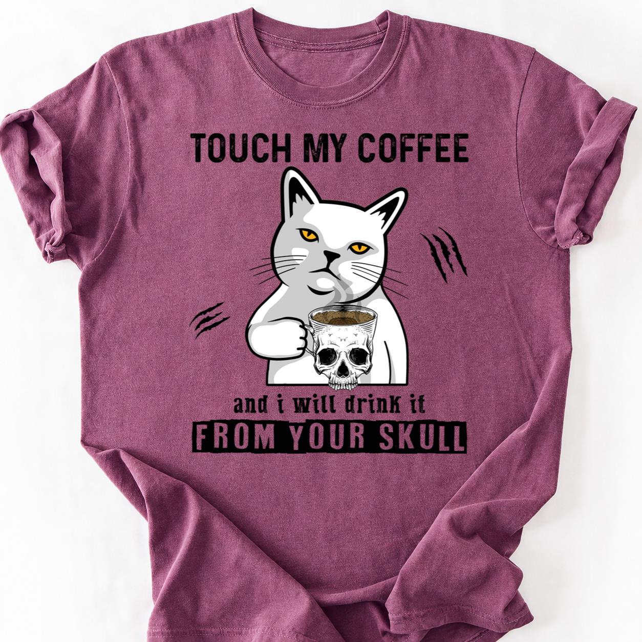 Death Before Decaf Cat Skull Tee