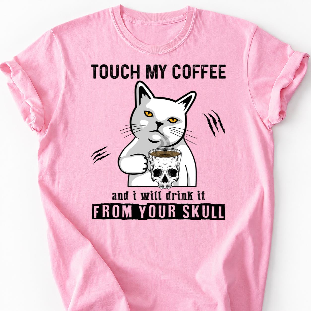 Death Before Decaf Cat Skull Tee