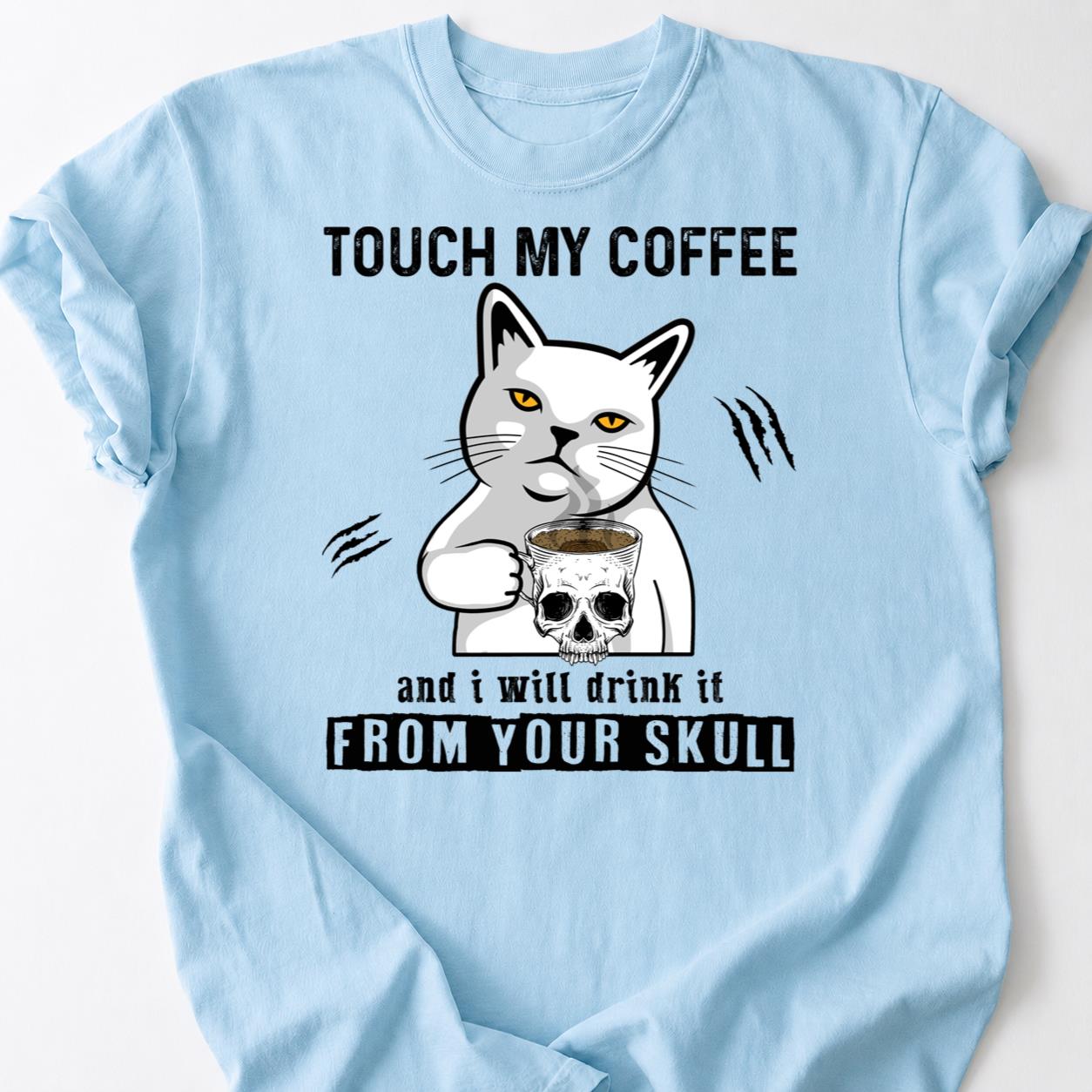 Death Before Decaf Cat Skull Tee