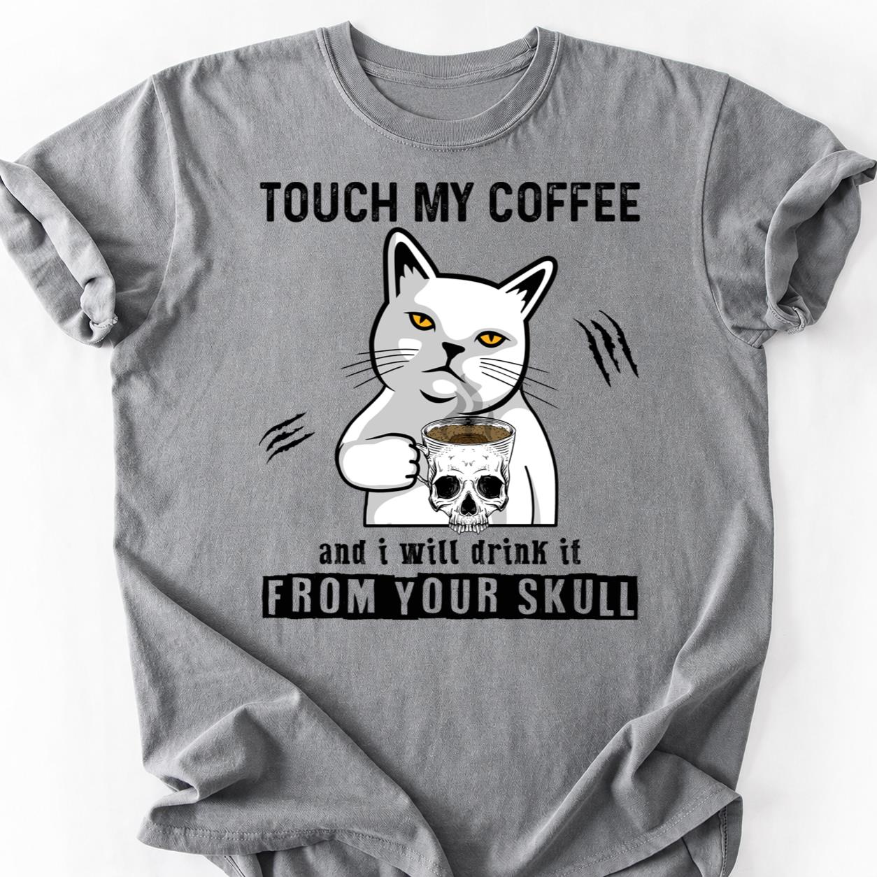 Death Before Decaf Cat Skull Tee