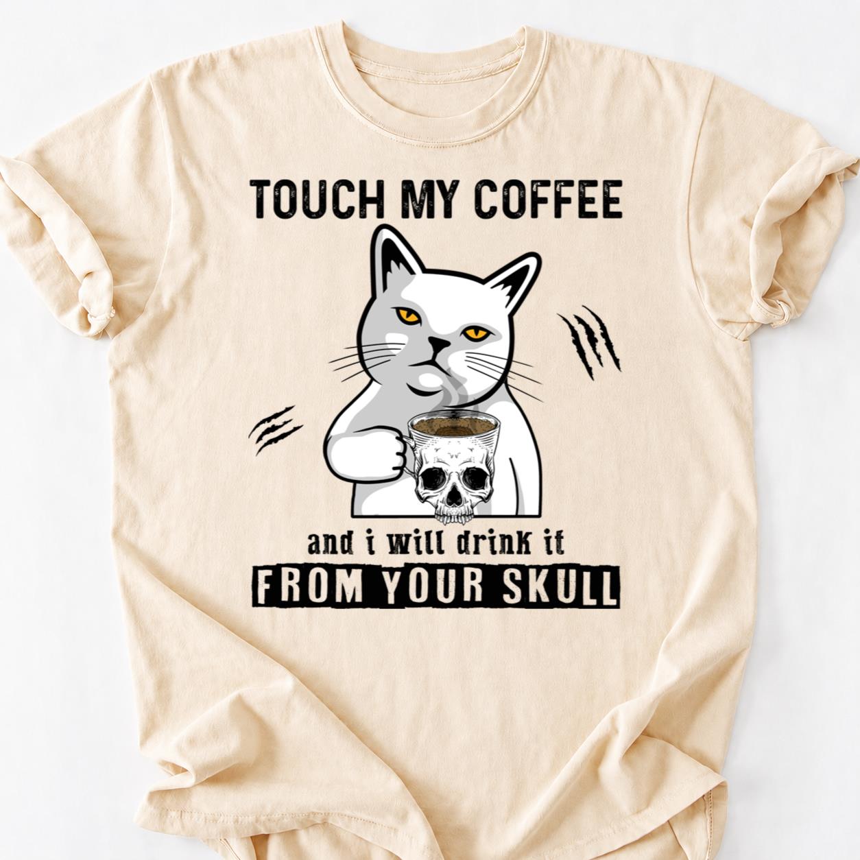 Death Before Decaf Cat Skull Tee