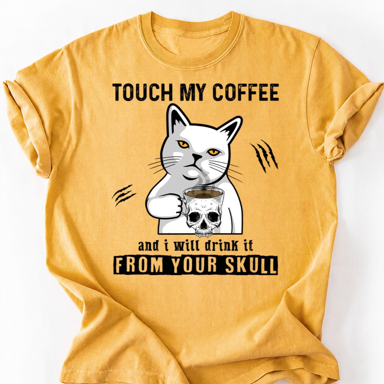 Death Before Decaf Cat Skull Tee