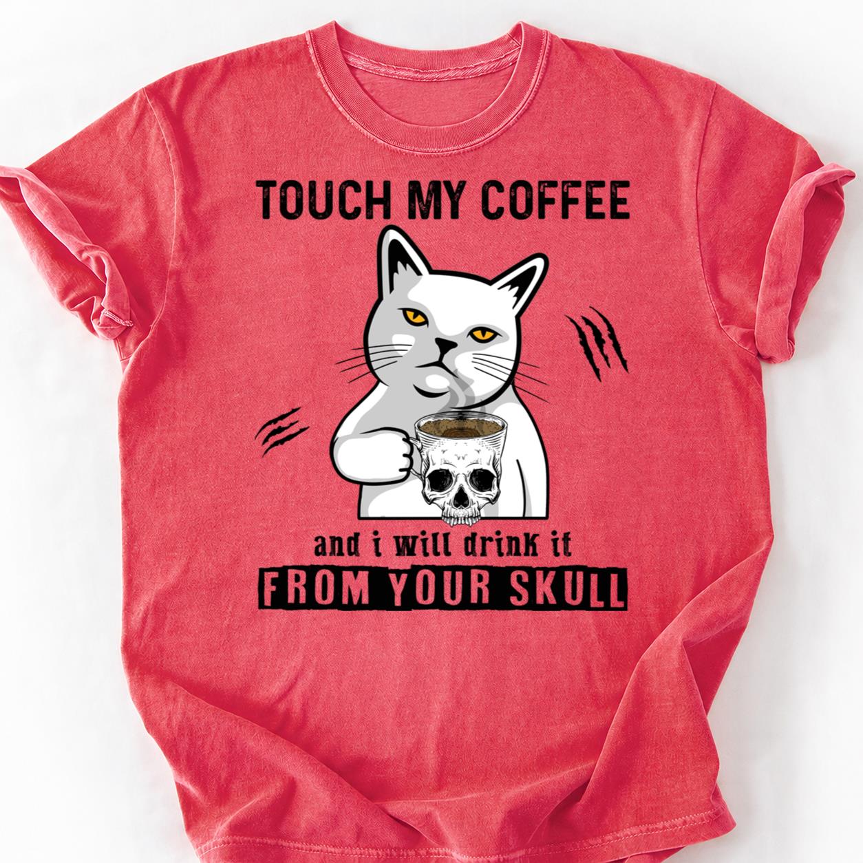 Death Before Decaf Cat Skull Tee