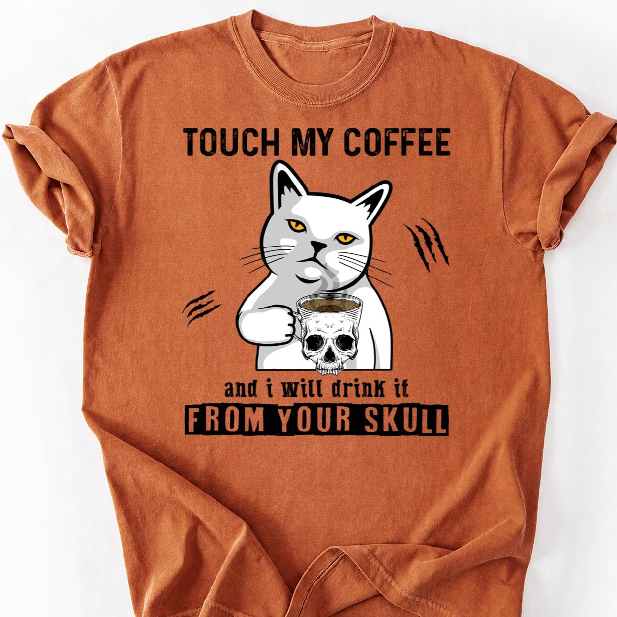 Death Before Decaf Cat Skull Tee
