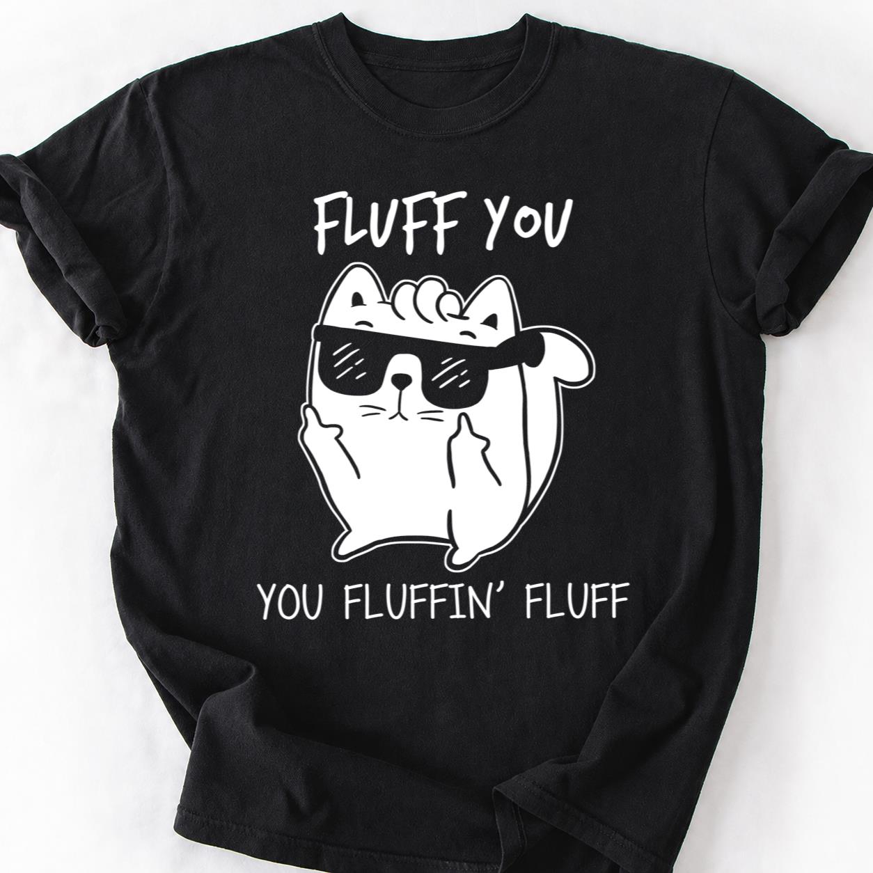 Fluff You White Cat Shades Tee