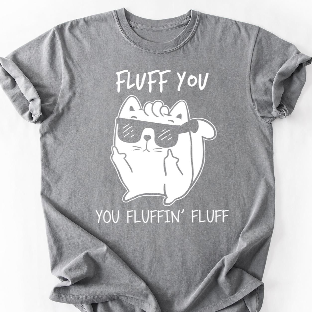 Fluff You White Cat Shades Tee