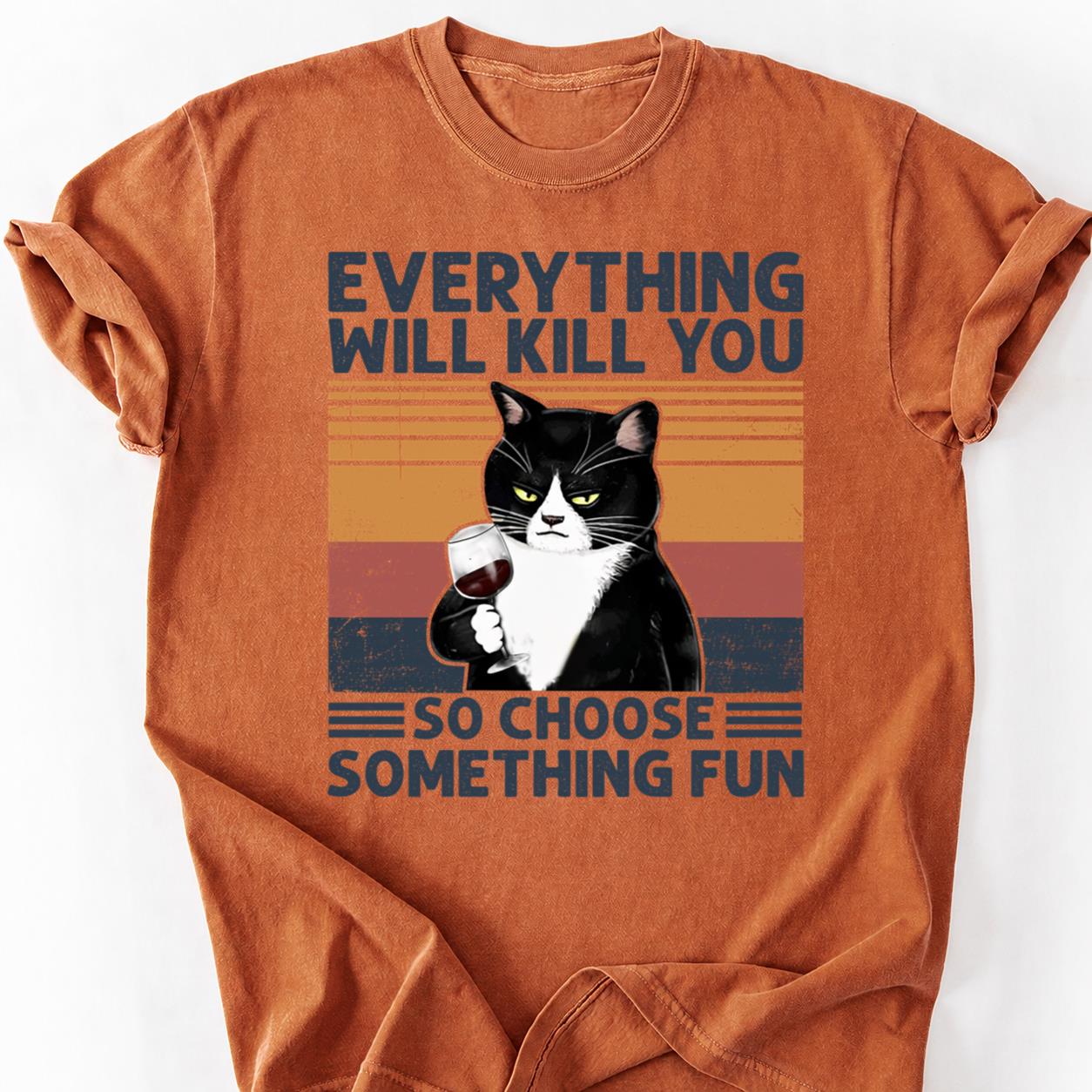 Grumpy Cat Holding Wine Retro Tee