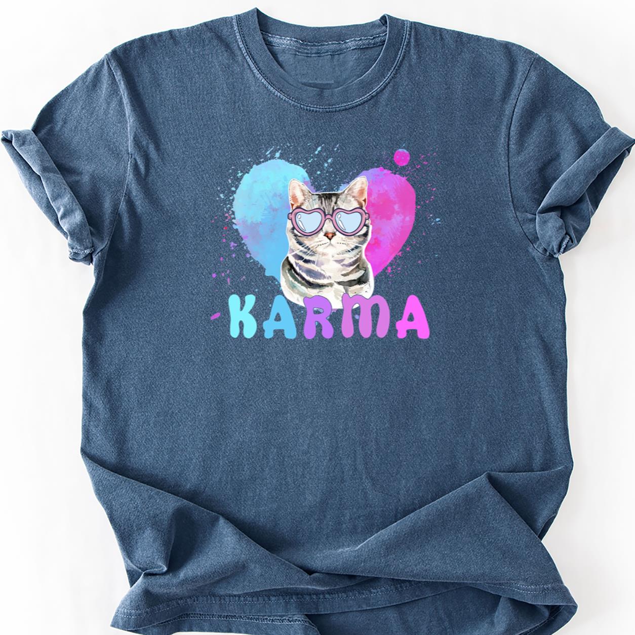 Heart Glasses Cat Watercolor Tee
