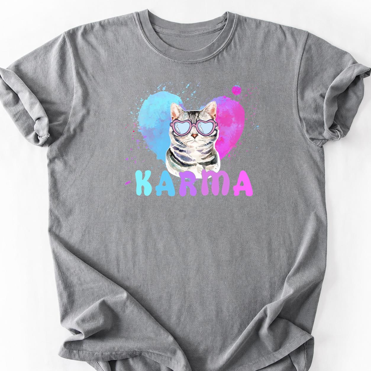 Heart Glasses Cat Watercolor Tee