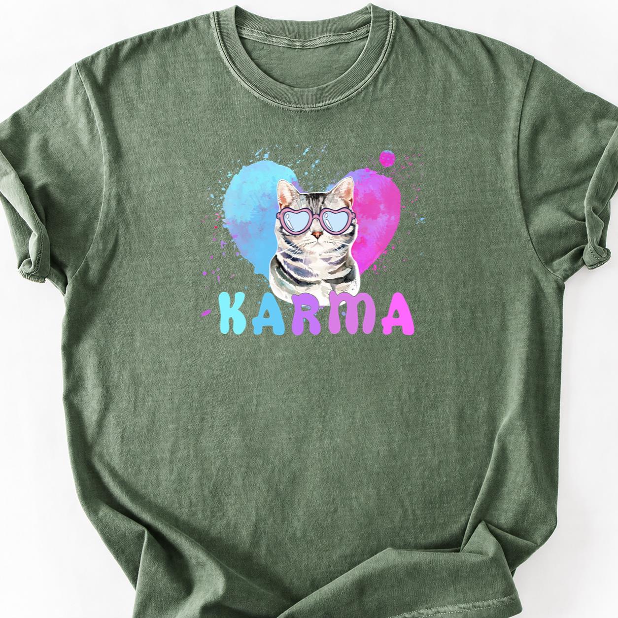 Heart Glasses Cat Watercolor Tee