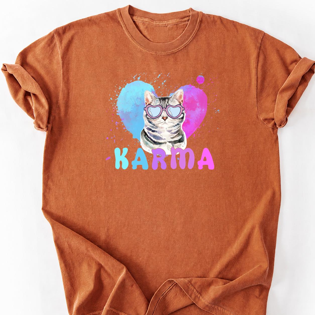 Heart Glasses Cat Watercolor Tee