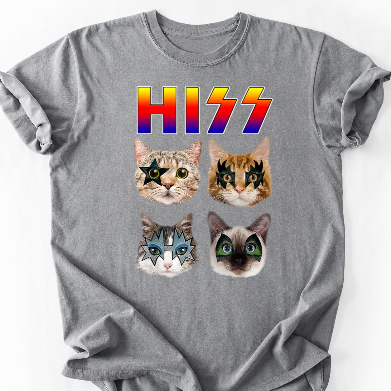 Hisss Cat KISS Band Parody Tee