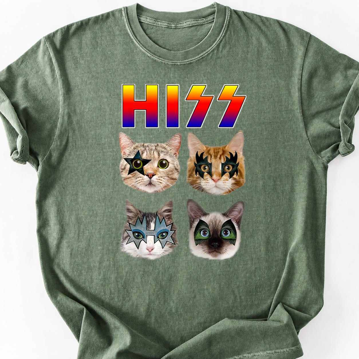Hisss Cat KISS Band Parody Tee