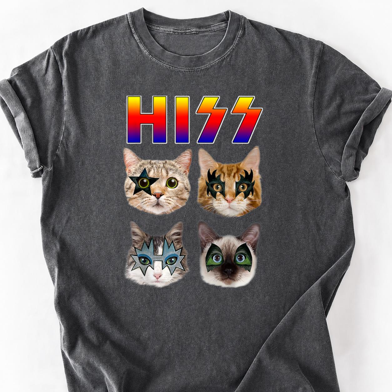 Hisss Cat KISS Band Parody Tee