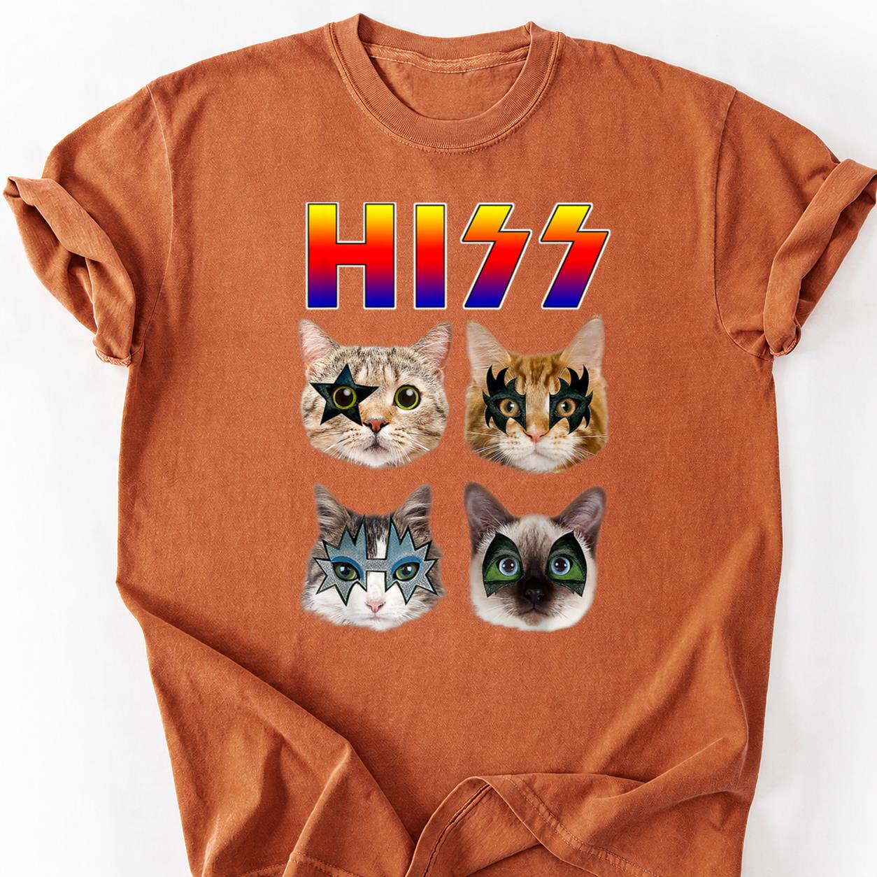 Hisss Cat KISS Band Parody Tee