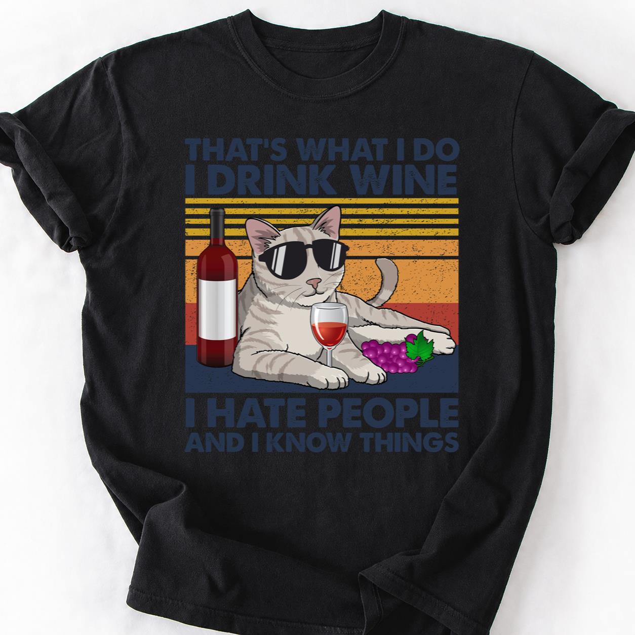 I Drink Wine Know Things Cat Tee