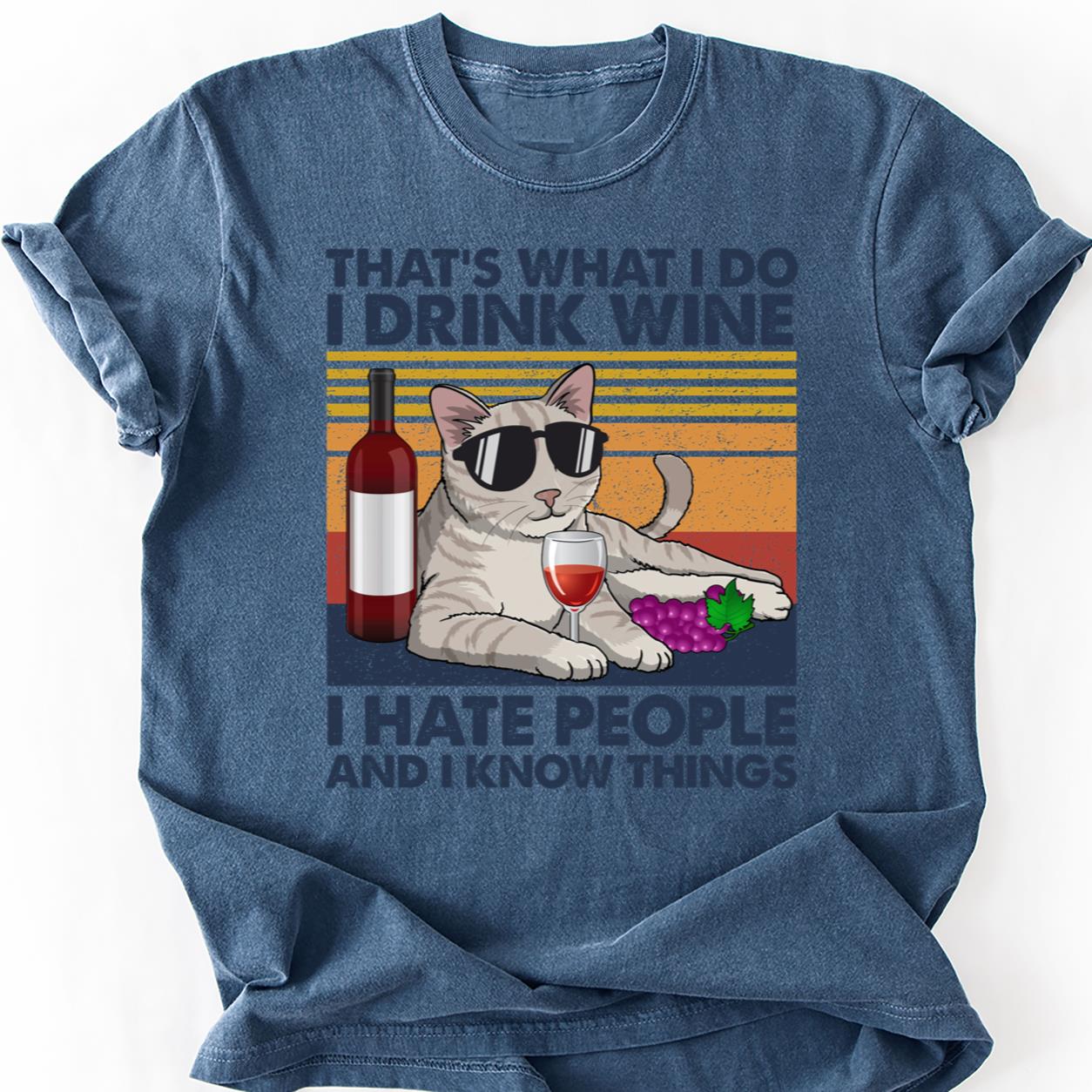 I Drink Wine Know Things Cat Tee