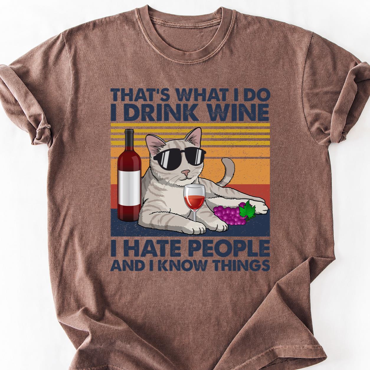 I Drink Wine Know Things Cat Tee