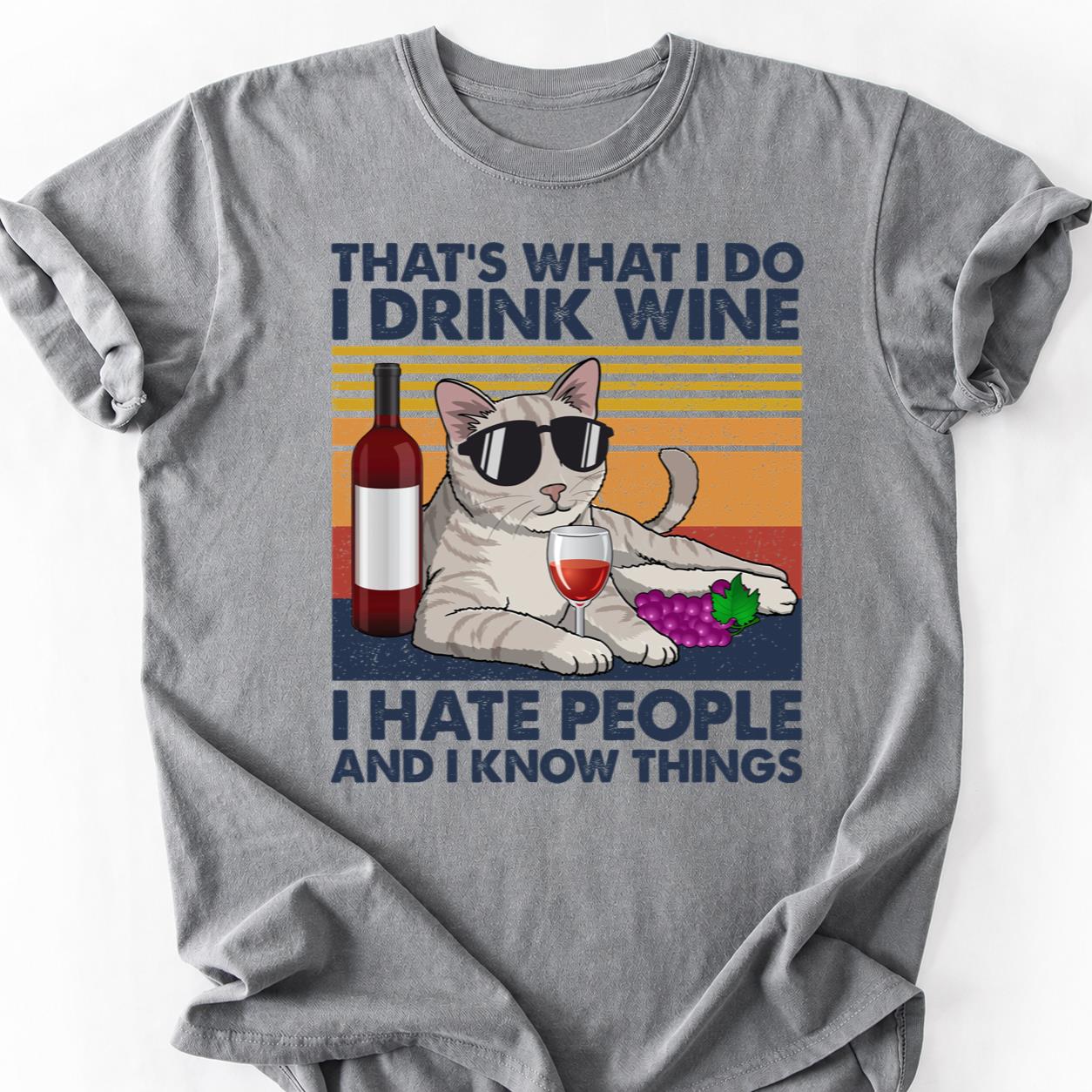 I Drink Wine Know Things Cat Tee