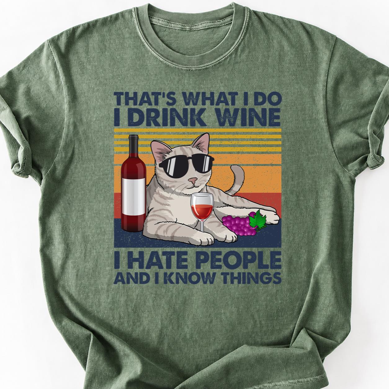 I Drink Wine Know Things Cat Tee