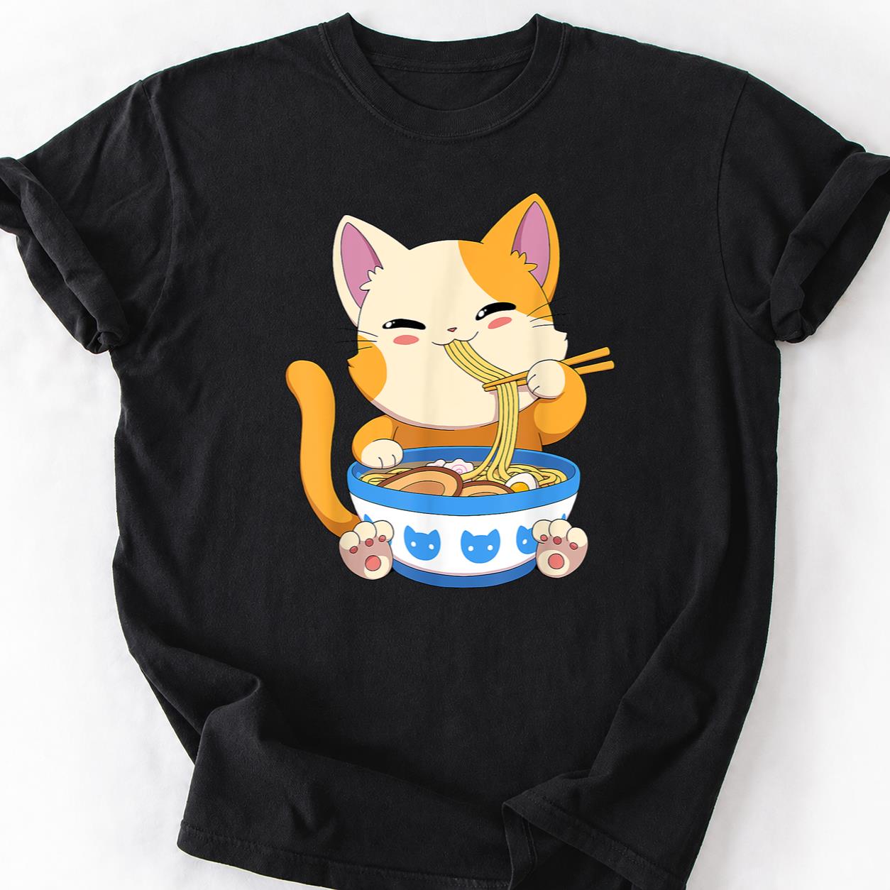 Kawaii Kitten Slurping Ramen Tee