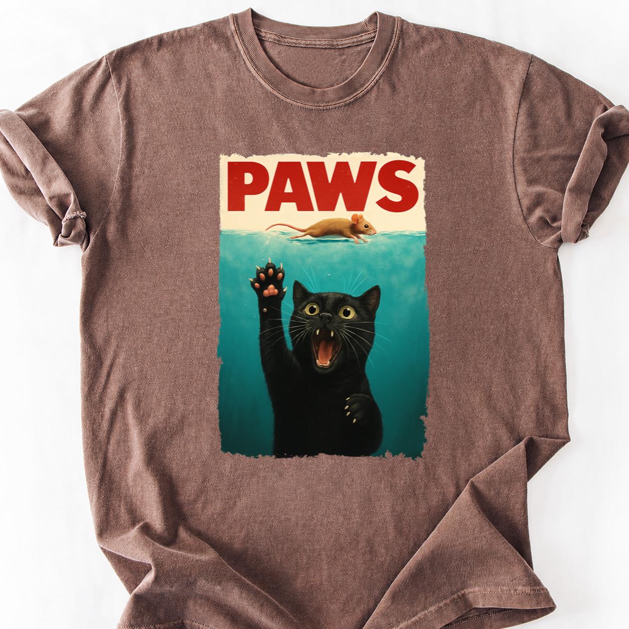 PAWS Jaws Parody Cat Mouse Tee