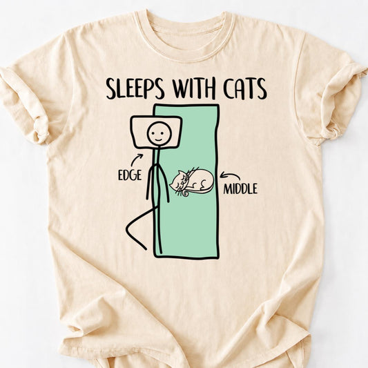 Sleeps With Cats Edge Of Bed Tee