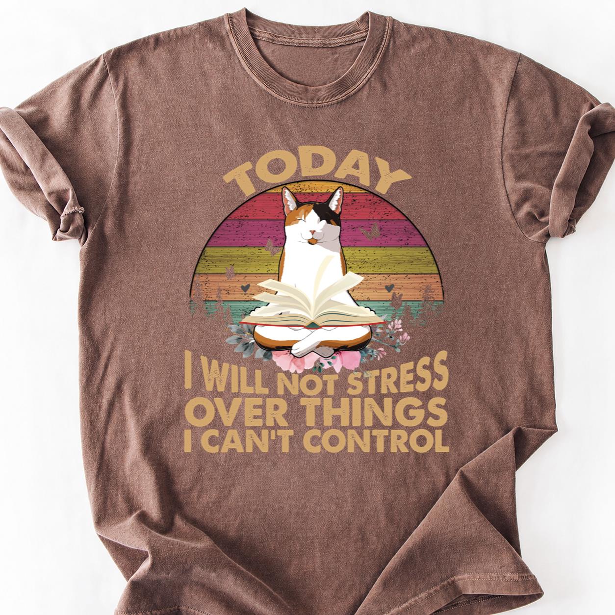 Today No Stress Cat Meditating Tee