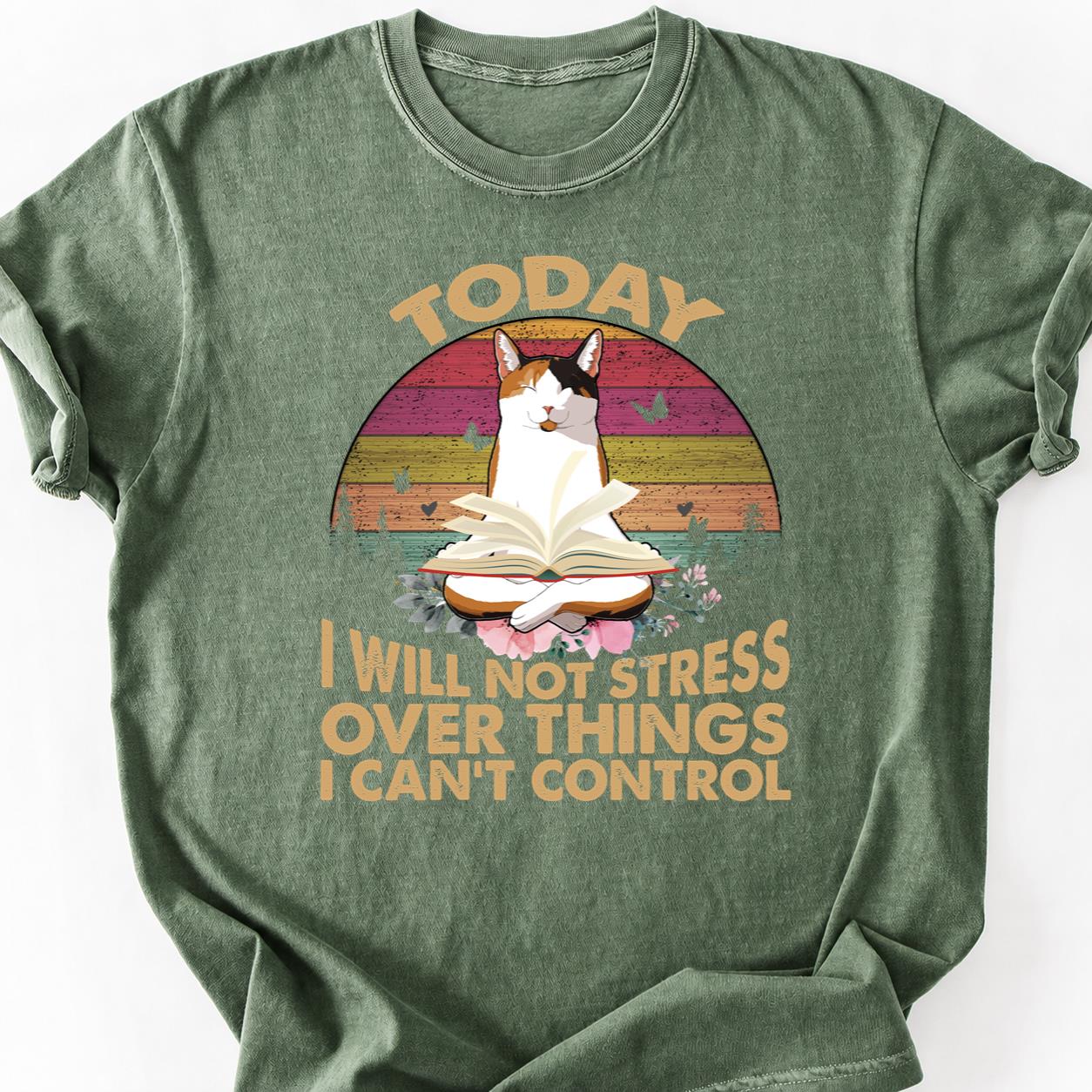 Today No Stress Cat Meditating Tee