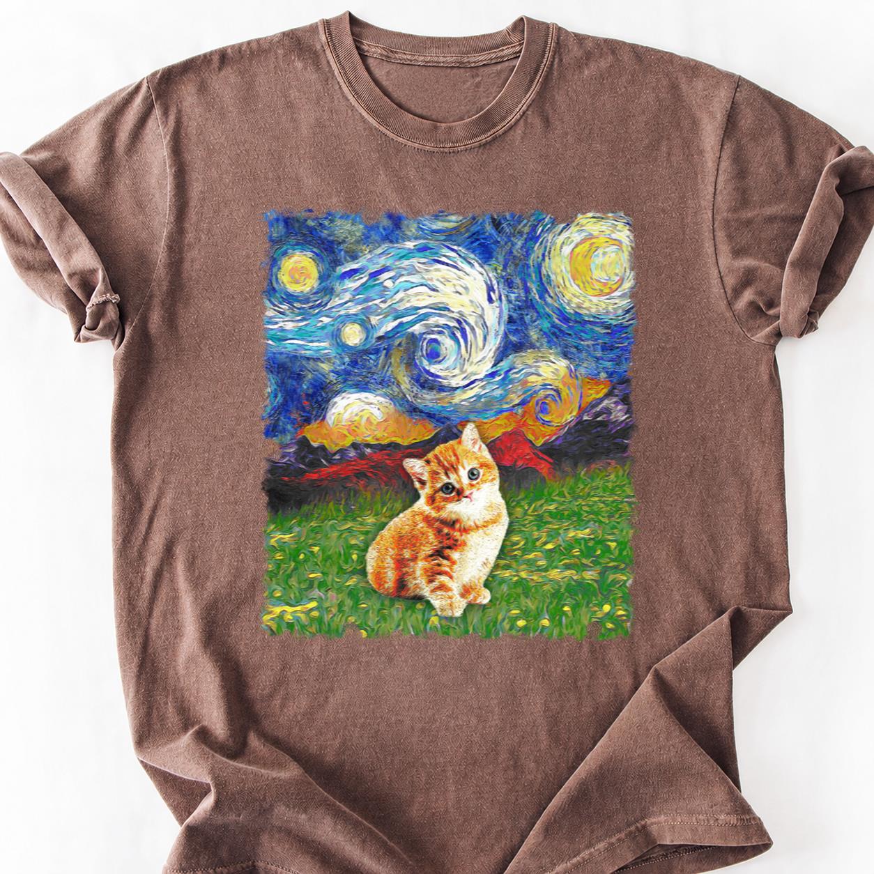 Van Gogh Starry Night Kitten Tee