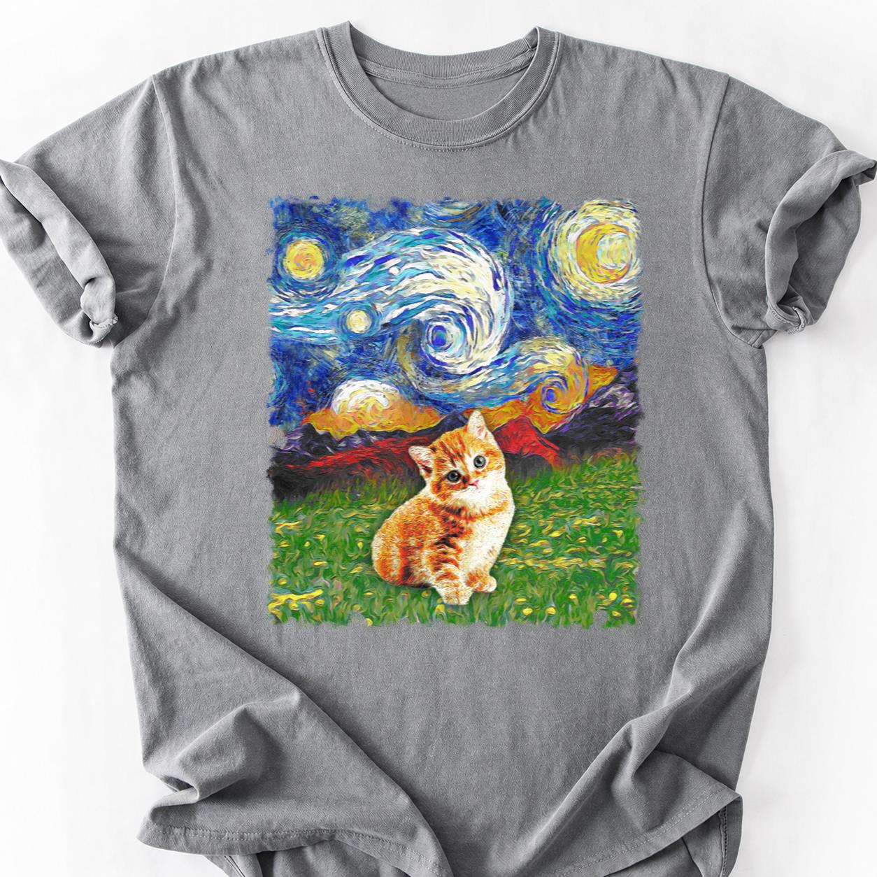 Van Gogh Starry Night Kitten Tee