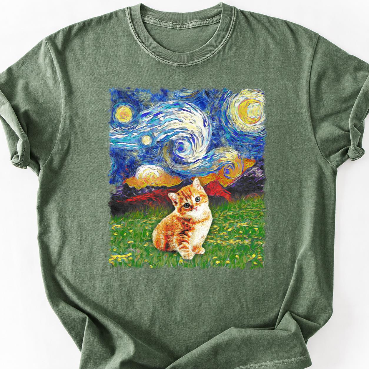 Van Gogh Starry Night Kitten Tee