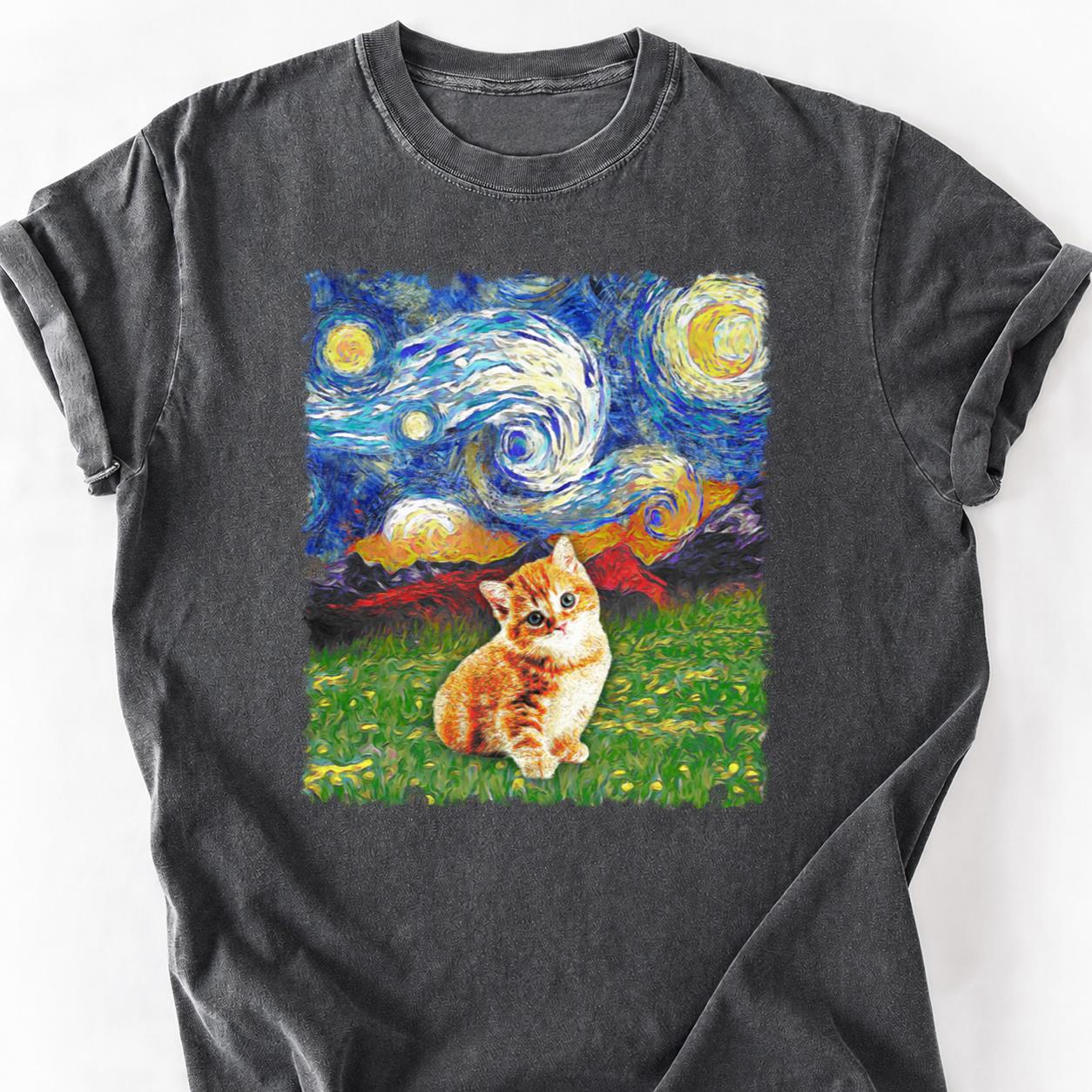 Van Gogh Starry Night Kitten Tee