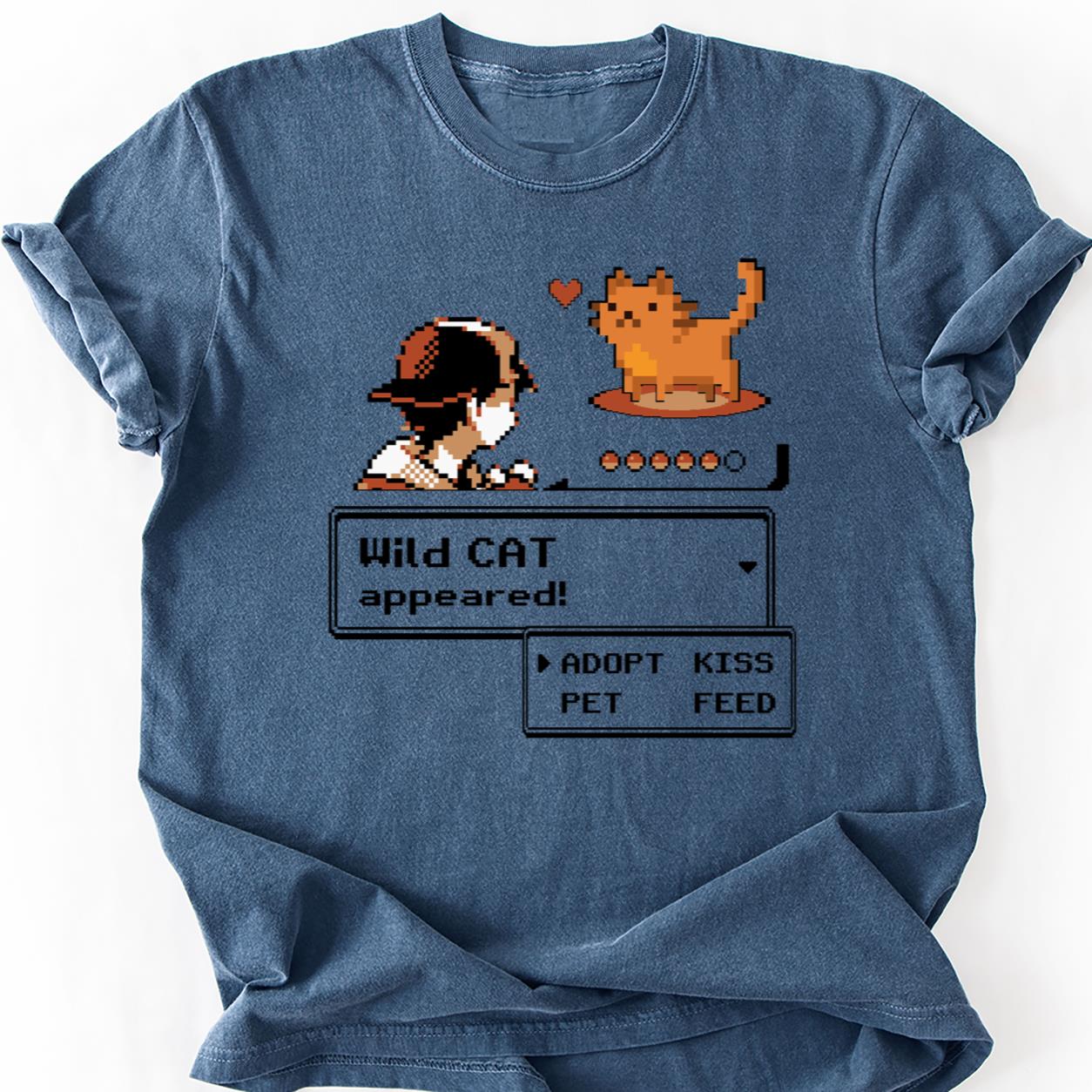 Wild Cat Appeared Pokemon Style Tee